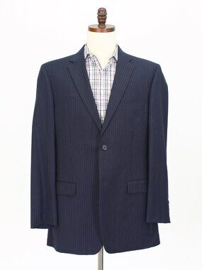 Tommy Hilfiger 42L Navy Blazer Sport Coat Jacket 2-Button Stripe Y480